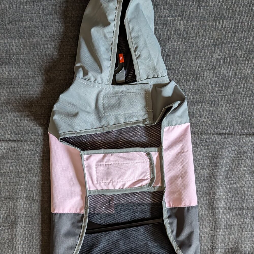Eddie Bauer Pet Waterproof Dog Windbreaker - Size Medium, Pink/Gray Hooded Rain - Picture 5 of 12